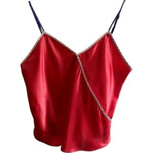 Victoria's Secret GOLD Label Vintage Camisole Red Silky Tank Lingerie Y2K‎ 90s L